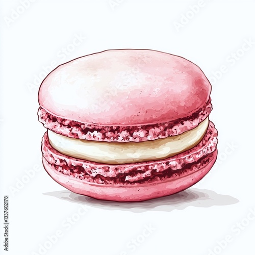 Pink macaron on a white background isolated dessert for food photography and culinary design