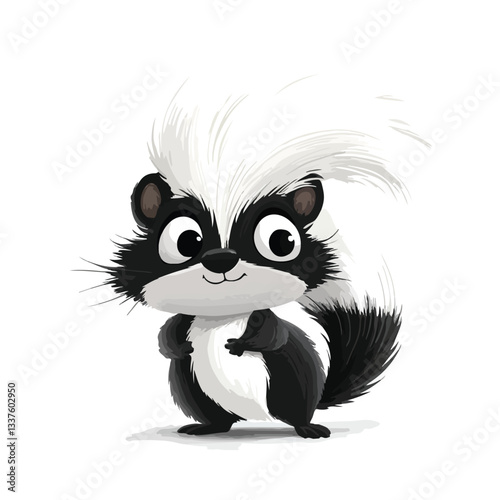 Cute Skunk Cartoon Mascot Character Vector Illustration