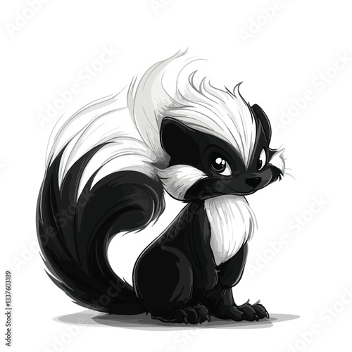 Cute Skunk Cartoon Mascot Character Vector Illustration