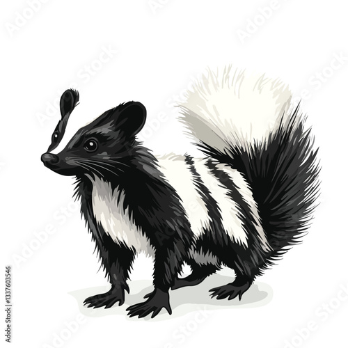 Skunk Full Body Vector Illustration - Wild Mammal EPS
