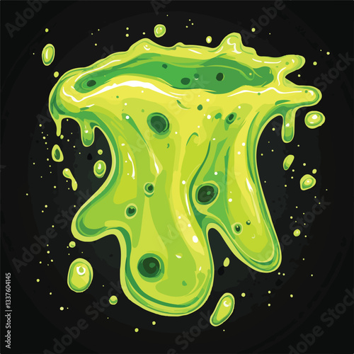 Green Toxic Slime Background with Stretches of Ooze Illustration
