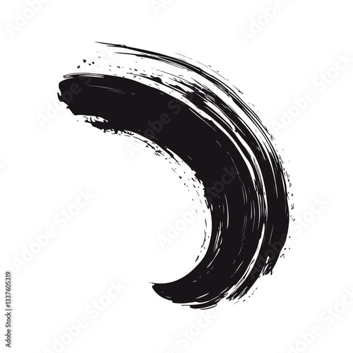Professional Smooth Curved Ink Stroke Calligraphy Brush Line