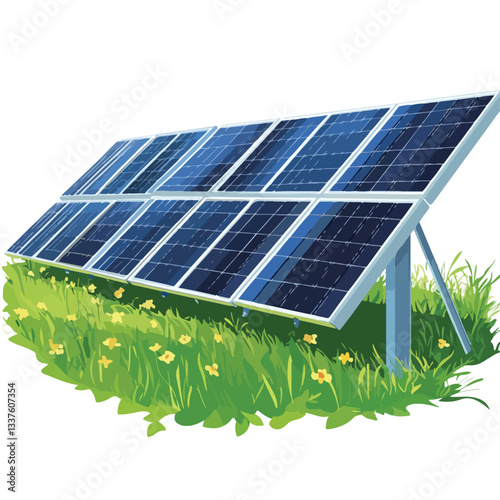 Solar Panels on a Green Field - Clean Energy Technology Concept
