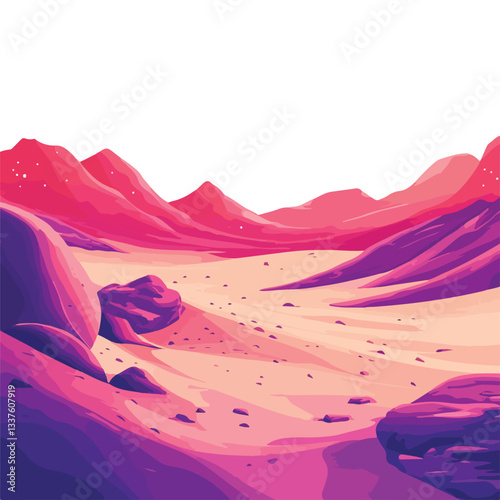 Futuristic Space Game Vector Background with Fantasy Alien Plan