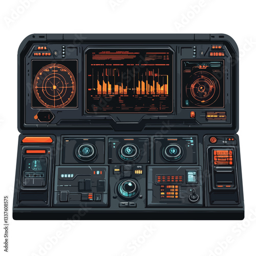 Futuristic Spaceship Control Panel Digital Art