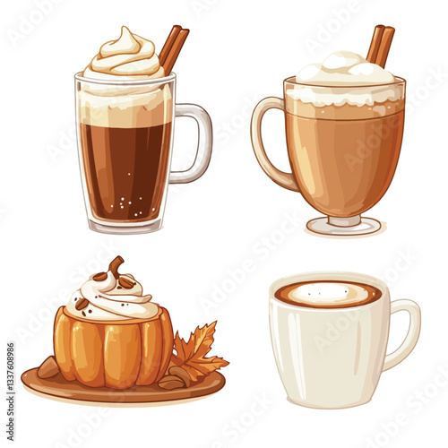 Spice Hot Drinks in Glass and Mug for Cozy Autumn
