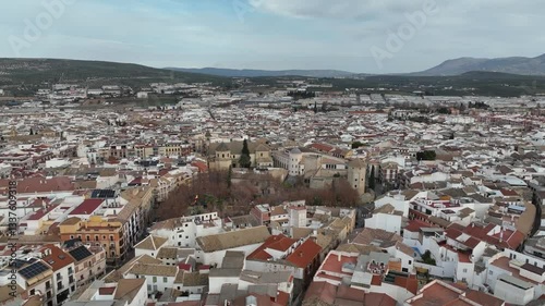 Drone footage or other aerial views of Lucena's historic center