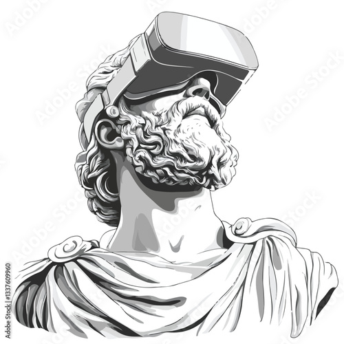 Greek God Statue in Virtual Reality Glasses
