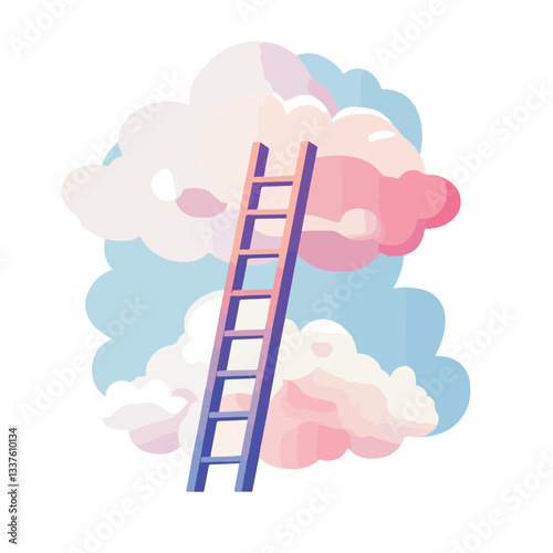Elevate Your Future: Step Ladder Leading in Clouds