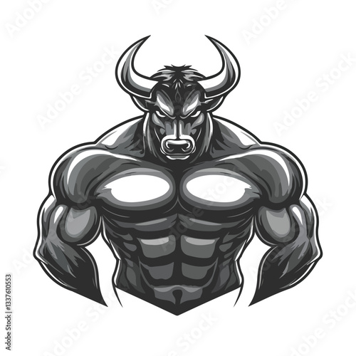 Powerful Bull Mascot with Strong Athletic Body - Mascot Design