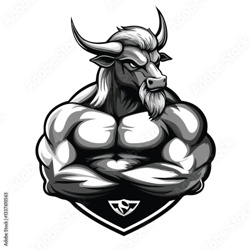 Powerful Bull Mascot with Strong Athletic Body - Mascot Design