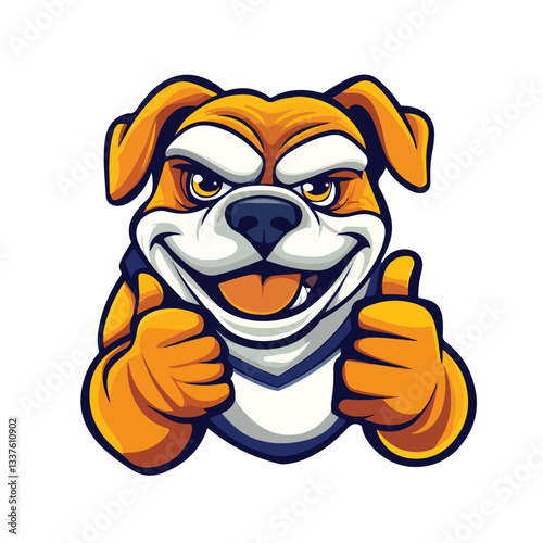 Muscular Bulldog Flexing with Confidence and Giving Thumbs Up Gesture