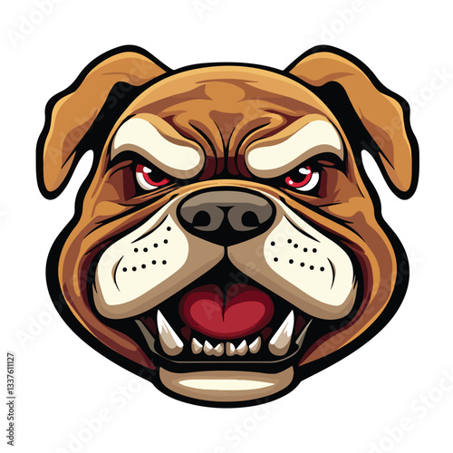 Muscular Bulldog Mascot Flexing Strength in Athletic Body Vector Illustration