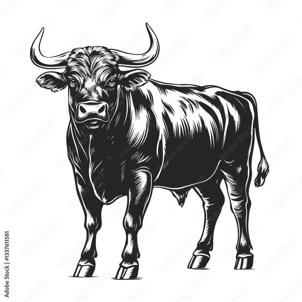 Fototapeta premium Powerful Bull Mascot Full Body Design Illustration