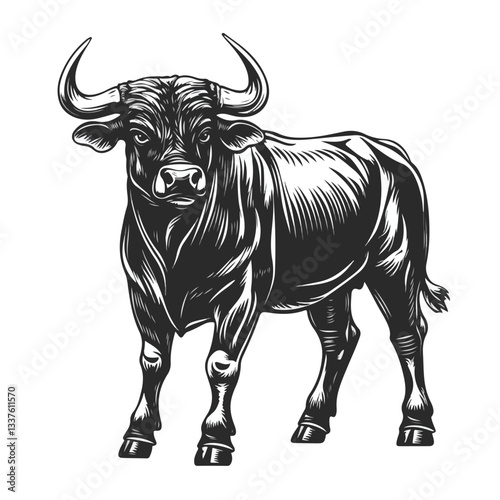 Powerful Bull Mascot Full Body Design Illustration