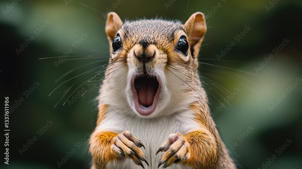 Fototapeta premium Surprised Squirrel. Wide-mouthed expression