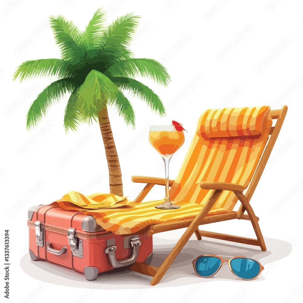 Obraz premium Summer Travel 3D Icons with Rendered Beach Elements