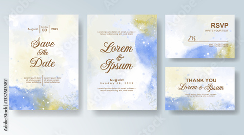 Watercolor wedding invitation card