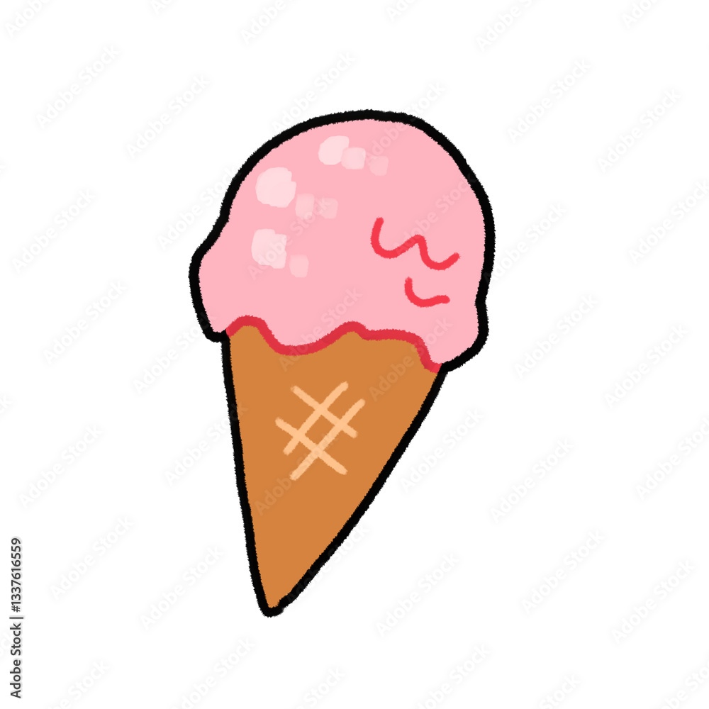 ストロベリーアイスのイラスト