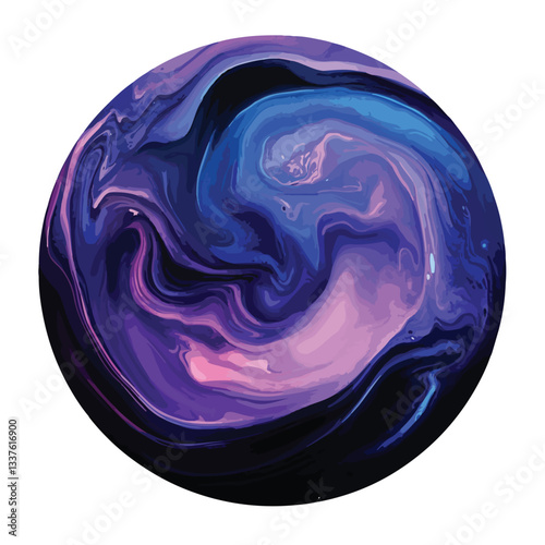 Abstract Fluid Art Black Circle Center EPS