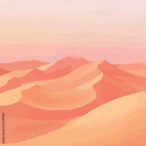 Serene Peach-Colored Sand Dune Landscape