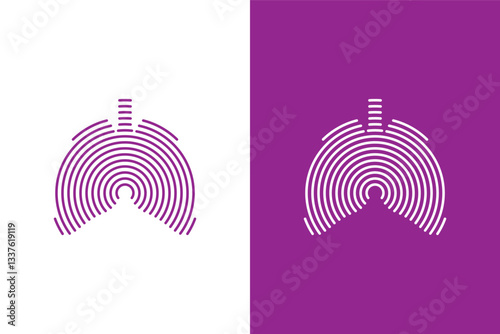 A purple and white logo of a lung