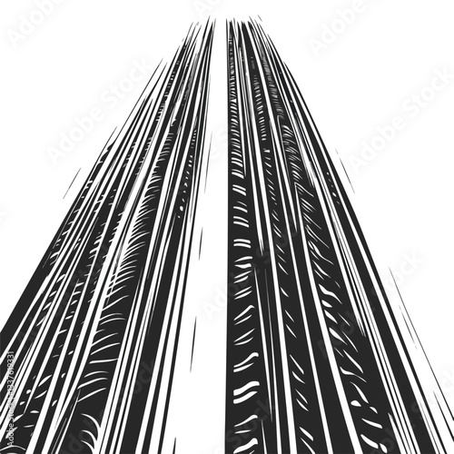 Abstract Tire Track with Wheels Braking Distance