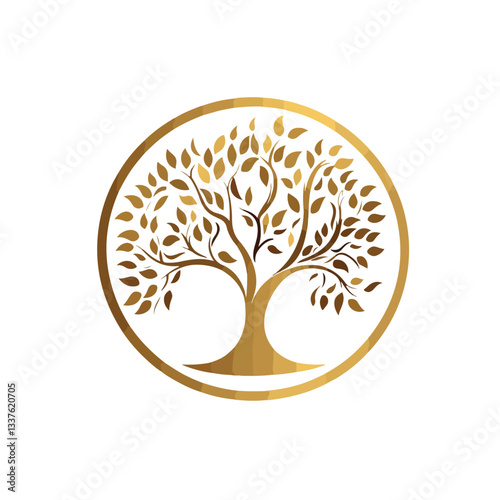 Tranquil Reflections Bodhi Tree Logo Vector Illustration