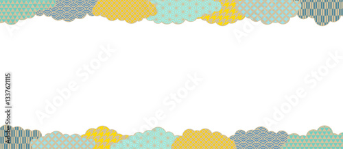 和柄フレームベクターイラスト 和風 金色 金箔 