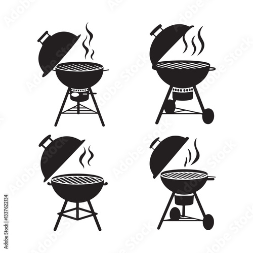 Set of Black and White Grill Icons