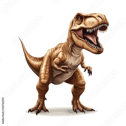 Detailed T-rex Dinosaur Vector Illustration Isolated on White Background for Graphic Design Projects and Educational Materials