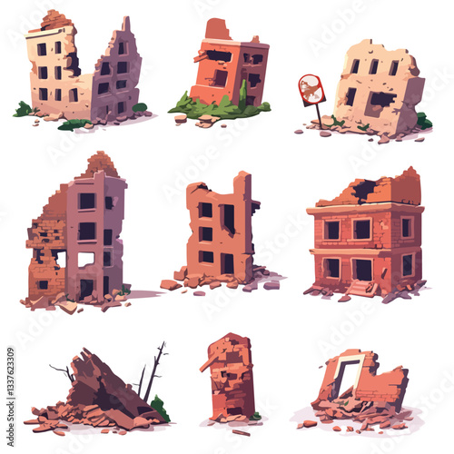 Cartoon Urban Buildings Vector Set for Cityscape Designs