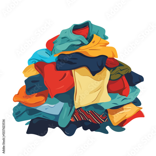 Sustainable Fashion Concept with Abandoned Used Clothes in Dump Site