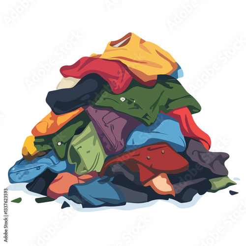 Sustainable Fashion Concept with Abandoned Used Clothes in Dump Site