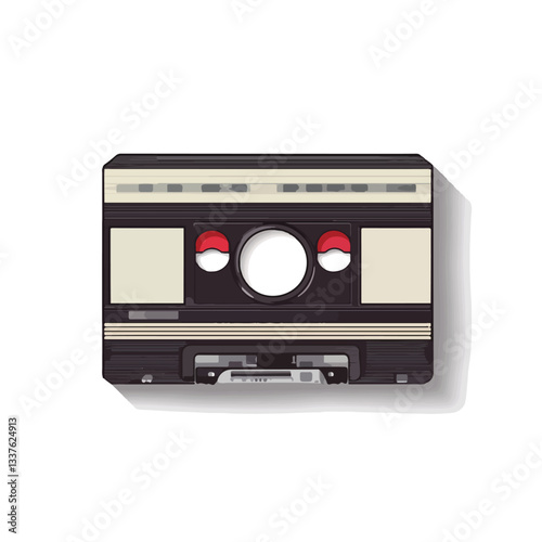 Vintage Video Tape Roll and Retro Film Strip Vector Illustration