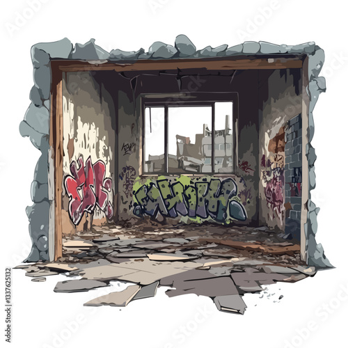 Urban Graffiti Wall Art in Abandoned Area