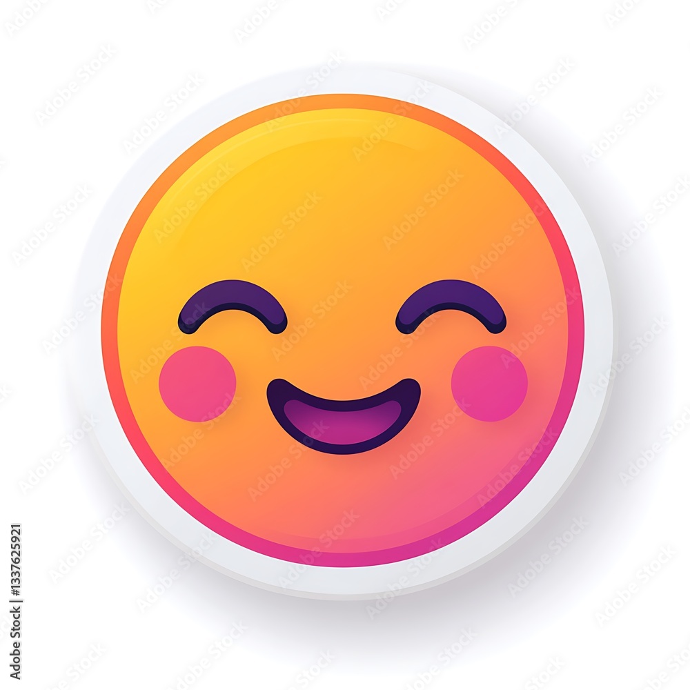 The simple vector emoji icon depicts an orange smiley face with closed eyes and a smiling mouth, set against a white background with a soft pink-to-yellow gradient, The simple vector emoji icon depicts an orange smiley face with closed eyes and a smiling mouth, set against a white background with a soft pink-to-yellow gradient,