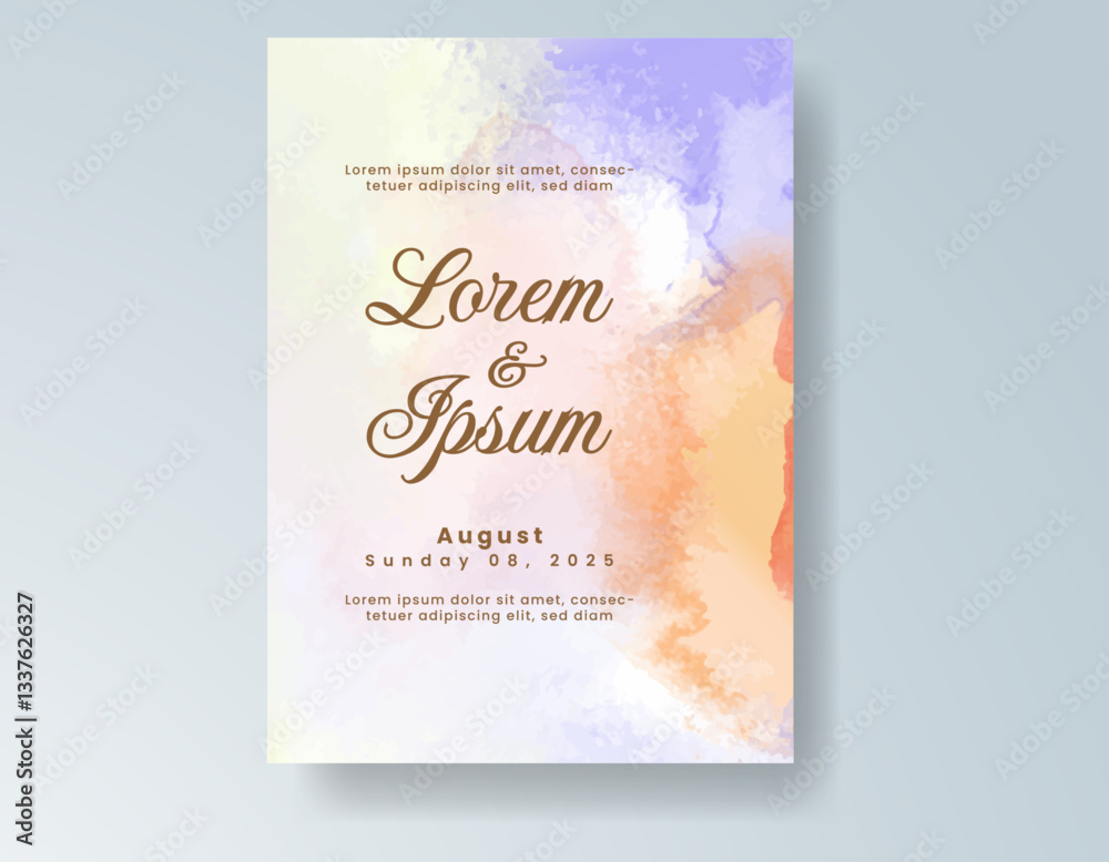 Fototapeta premium Wedding invitation with abstract splash watercolor