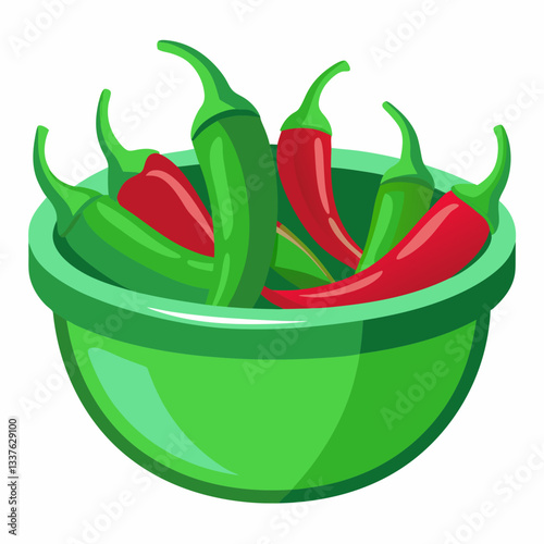 Fresh green chiles vector art illustration