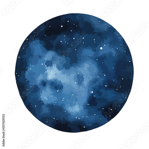 Dark Blue Galaxy Night Sky Watercolor Texture
