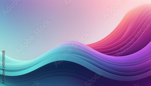 Abstract wavy background with smooth gradient in pink, purple, and blue. Modern, glossy, and futuristic design, perfect for graphic design, web, presentations, and digital marketing.
