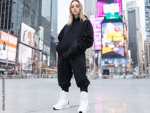 Stylish Woman Times Square Fashion NYC