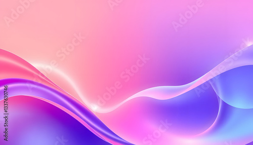 Abstract wavy background with smooth gradient in pink, purple, and blue. Modern, glossy, and futuristic design, perfect for graphic design, web, presentations, and digital marketing.