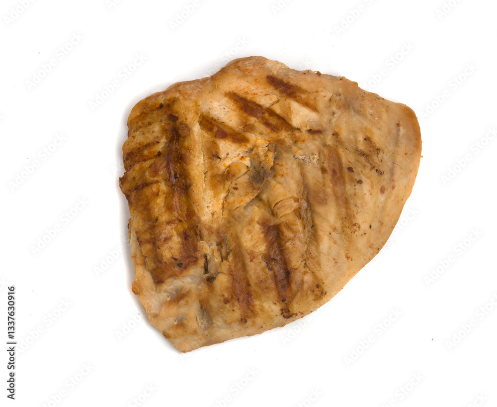 piece of fried chicken on white background piece of fried chicken on white background