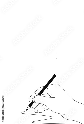 Hand writing line design vector,hand writing outline drawing vector on white background,hand writing with pencil line drawing vector 