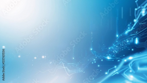 Hi-Tech Abstract Blue Technology Backdrop, Digital Matrix Design, Cyber Technology Blue Background