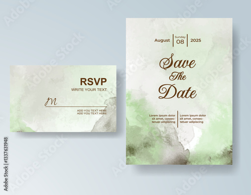 Wedding invitation with abstract splash watercolor