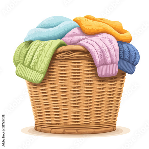 Colorful Wicker Laundry Basket Filled with Vibrant Paste