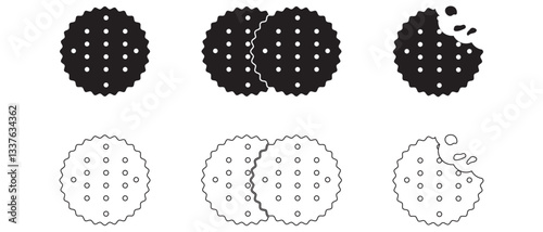 set of biscuit icon. biscuit on white background.