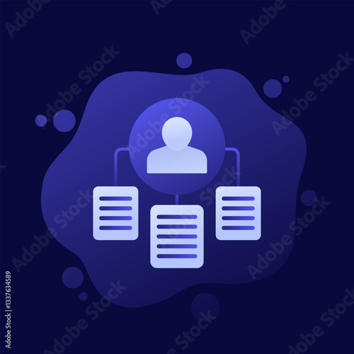 Bureaucracy icon with documents, vector design